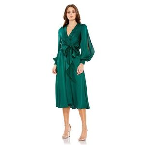 NWT Mac Duggal Split Sleeves Wrap-Style Dress - size 12